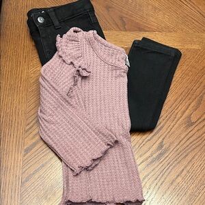 Black Jeans and Mauve Thermal Top for Toddler